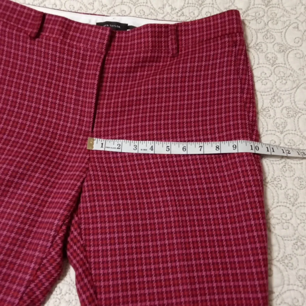 NWT! Ann Taylor Sophia Pants In Pink Houndstooth - Picture 8 of 10